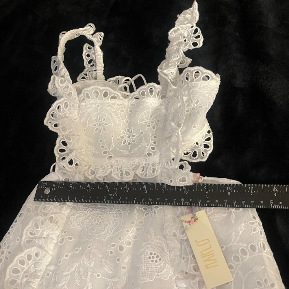 Marlo Kids White Embroidered Eyelet Dress Girls 7–8 New With Tags - Picture 5 of 12